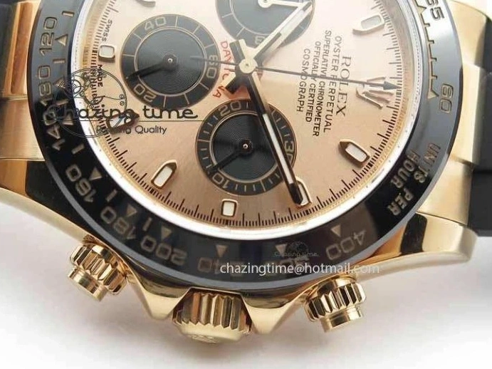 MiroTime 0316 RelaxedFit Daytona 116515 Noob 1:1 Best Edition Rose Gold Dial On Black Rubber Strap A7750(Free Extra Strap) 3740